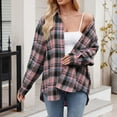 thumbnail image 6 of CaComMARK PI Womens Jacket Thick Plaid Shacket Pocket Coat Casual Top Button Down Long Sleeved Shirts clearance items, 6 of 6