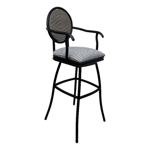 Outdoor Patio Swivel Counter 26" Stool - Adelle - Coco Taupe - black frame