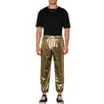 thumbnail image 2 of INSPIRE CHIC Shiny Metallic Joggers for Men's Drawstring Waist Party Disco Sparkle Trousers Golden 36, 2 of 4