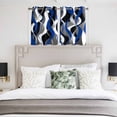 thumbnail image 4 of Blue Black Stripes Kitchen Curtains Short 54 Inch Length, Modern Abstract Ombre Grey White Lines Grommet Top Bedroom Living Room Curtains, Light Filtering Cafe Curtain Drapes 2 Panels Set 84''x54'', 4 of 9