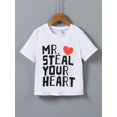 thumbnail image 4 of Heart & Letter Print Short Sleeve T-Shirt, Valentine's Gift For Young Boy, 4 of 6
