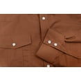 thumbnail image 3 of Men’s Casual Western Pearl Snap Button Down Long Sleeve Cowboy Dress Shirt (Brown, 2XL), 3 of 3