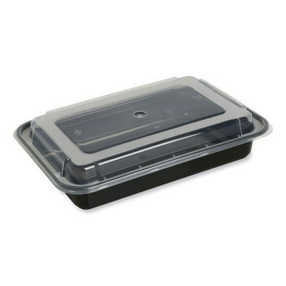 Food Container with Lid, 32 oz, 8.81 x 6.02 x 2.24, Black/Clear, Plastic, 150/Carton | Bundle of 2 Cartons