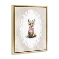 thumbnail image 2 of Stupell Industries Shabby Chic Vintage Bow Fox on Gingham Gold Floating Frame Canvas Art, 25 x 31, by Christine Simpson Art, 2 of 8