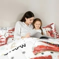 thumbnail image 4 of Manfei Caroon Snowman 7pcs Bedding Comforter Set,Let It Snow Queen Bedding Sets,Red White Queen Sheet Sets For Kids,Microfiber Bedroom Decor Reversible, 4 of 8