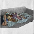 thumbnail image 6 of Retro Soft Flannel Fleece Blanket, Cartoon Girl Image with French Hat and a Bike with Flowers Children Image, Cozy Plush for Indoor and Outdoor Use, 50" x 70", Purple Grey and White, by Ambesonne, 6 of 6