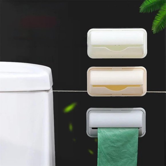 Dispensador de bolsas de basura, kit de bolsas de basura pequeñas, diseño apilable y de montaje en pared, para hogar/oficina, soporte para bolsas en la parte inferior, accesorio compacto para cubos d