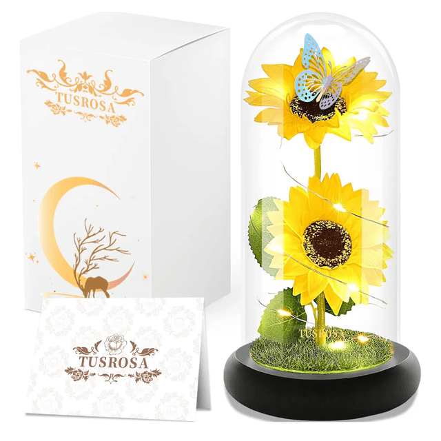 Regalos Para Ella Girasol Flores Eternas Artificiale Con Luz Xtellar amarillo