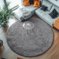 thumbnail image 2 of Alfombra redonda de felpa gris ultrasuave PAGISOFE de 183 cm, 2 of 7