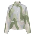 thumbnail image 5 of Jackets for Women Winter Coat Jackets Flannel Stand Collar Jacket(Abstract Green Wavy Pattern Design,Size:S-4XL), 5 of 7