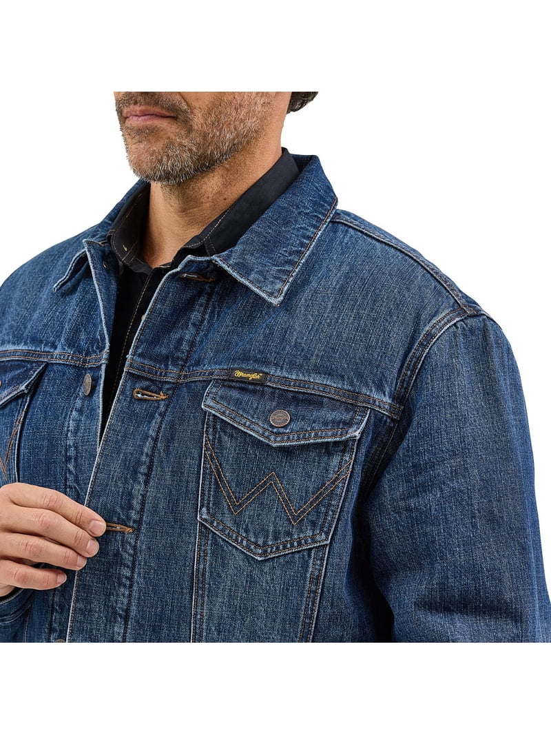 Wrangler Mens Shadow Sherpa Lined Retro Jacket L Blue - Walmart.com