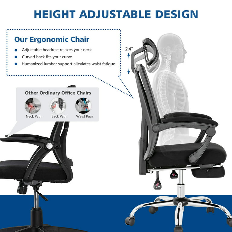 Ergonomic Recliner Mesh Office Chair with Adjustable Footrest