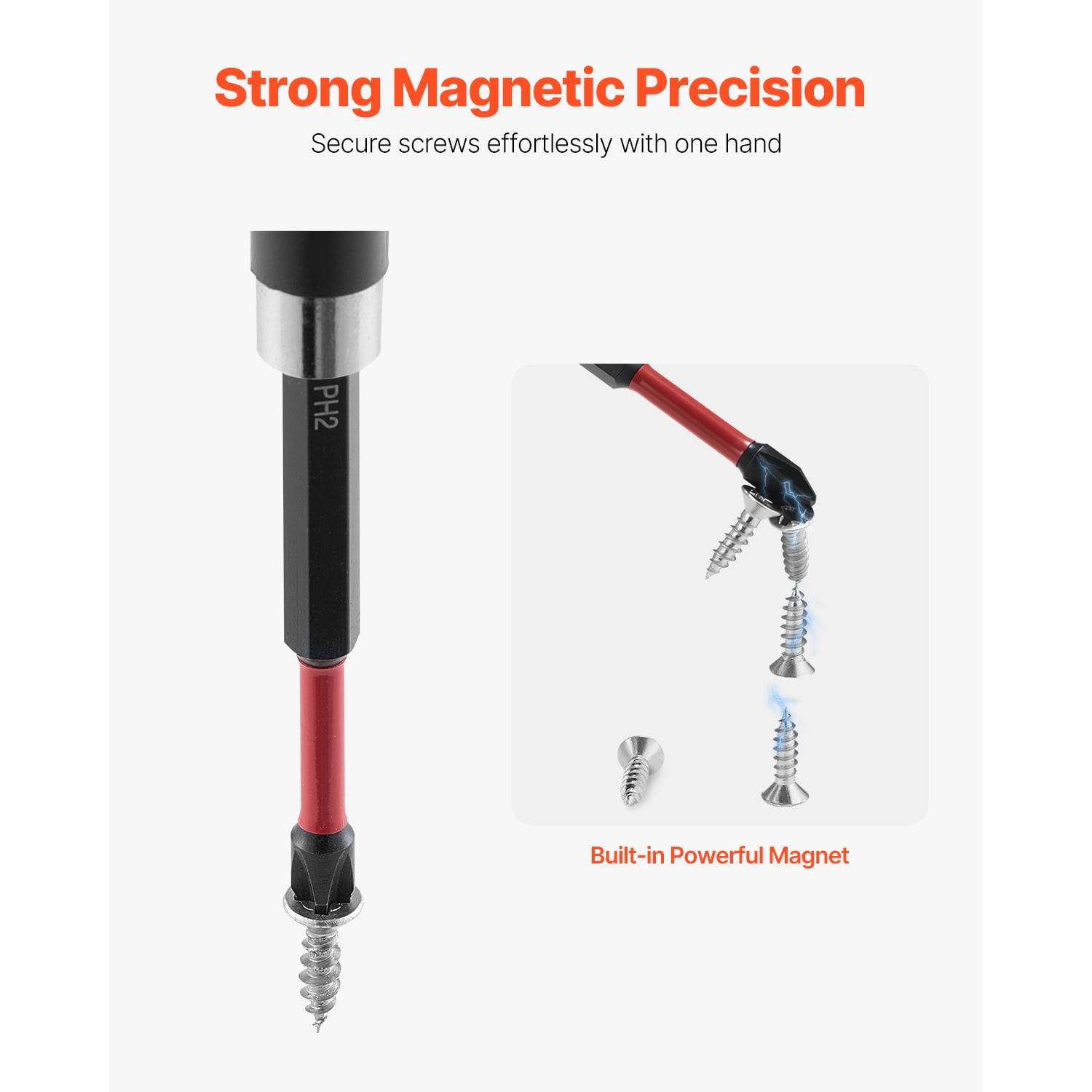 KFFKFF 45-Piece Screwdriver Bit Set with Magnetic Tips, Includes Phillips, Slotted, Square, Torx Bits, Hex Nut Sockets, Extension Rod, Transparent Storage Case, Durable S2 Alloy Steel