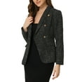 thumbnail image 4 of INSPIRE CHIC Women's Elegant Plaid Lapel Collar Tweed Blazer Jacket, 4 of 5