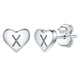 thumbnail image 1 of Pendientes de corazón inicial de Silvora, tachuelas de plata esterlina hipoalergénicas para mujer, diminuta letra X, dijes de oreja, regalo de joyería para cumpleaños, día de la madre, 1 of 8
