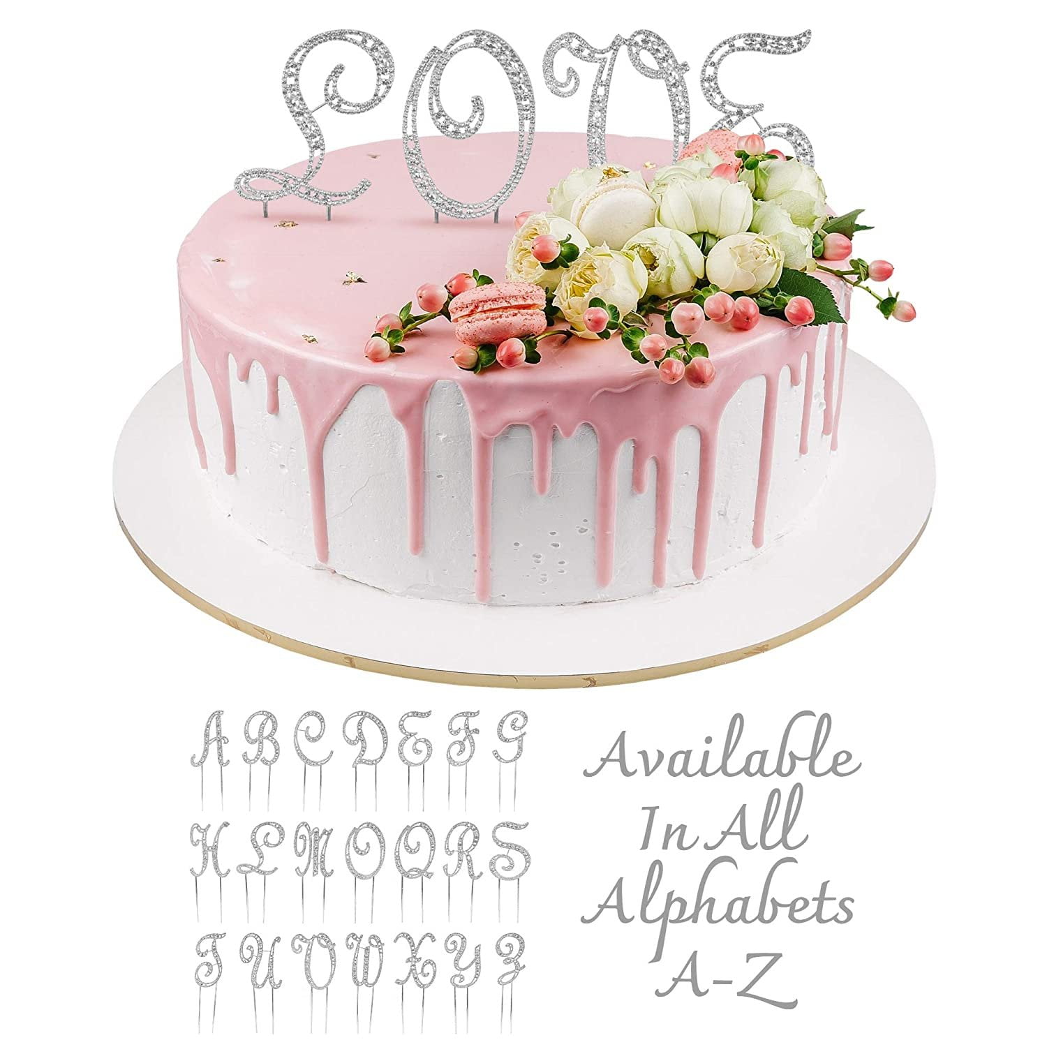 O Creme Rhinestone Cake Topper 4 Inch Silver Colored Letters For Wedding Birthday And Personalized Cakes Sparkly Metal Alphabet Bling Decoration For Monograms Initials And Names Letter C Walmart Com