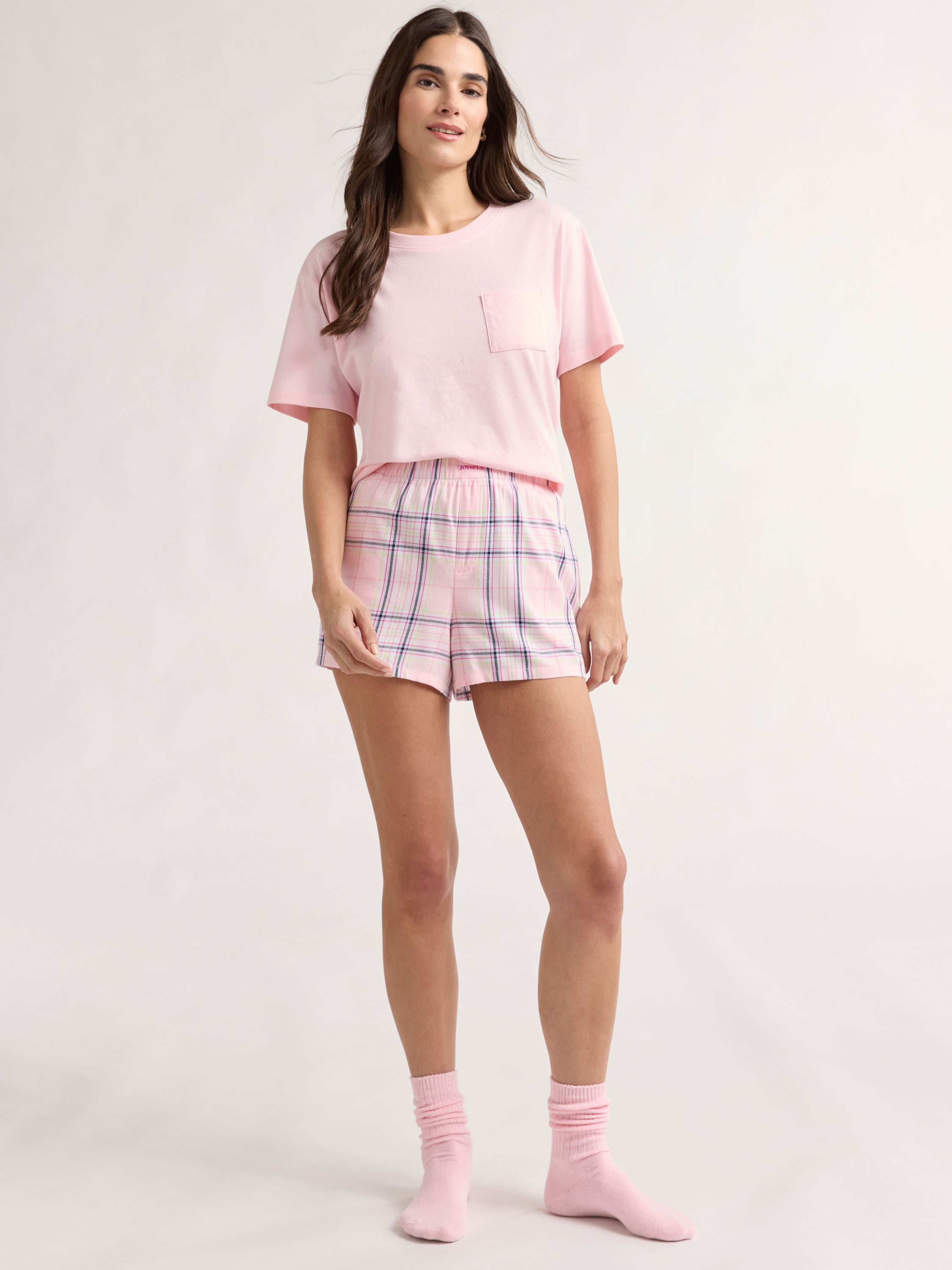 Joyspun Women's Woven Pajama Boxer Shorts, 3'' Inseam, Sizes XS-3X