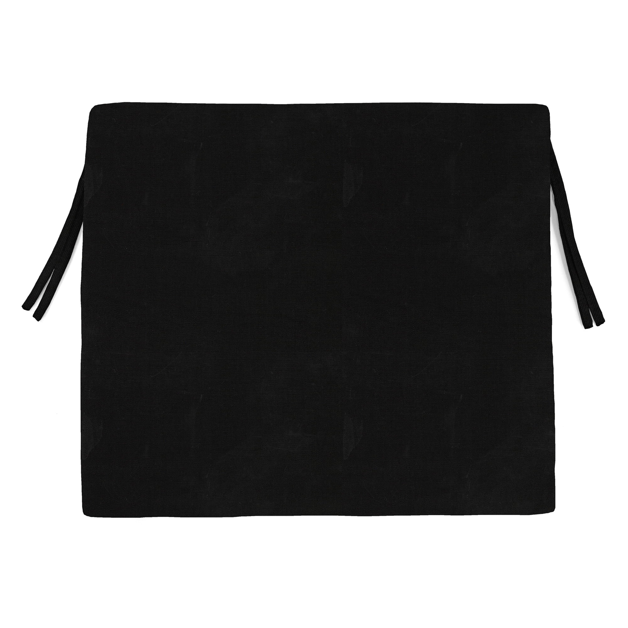 Jordan Manufacturing 17" x 19" Canvas Black Solid Rectangular Outdoor Chair Pad Seat Cushion with Ties (2 Pack)