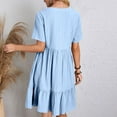 thumbnail image 3 of Sevevn Fashion Women Summer Casual V-Neck Short Sleeve Mini Dress Summer Light Blue L, 3 of 9