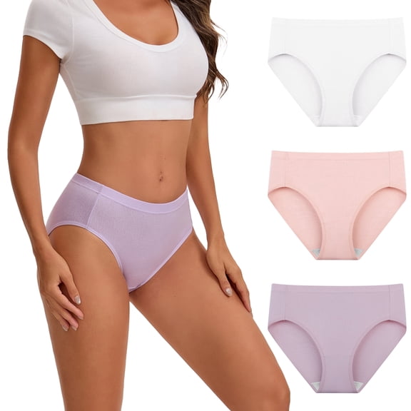 INNERSY Women's Breathable Cotton Mesh Hipster Panties Soft Underwear 3 Pack(L,Purple Blush)