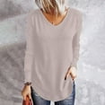 thumbnail image 6 of 2026 ! 50% Off Clear! asdoklhq Womens Plus Size Tops，Women's Tunic Tops Long Sleeve Cross Open Back Long Sleeve Blouse Solid Color Irregular Hem Tops, 6 of 9