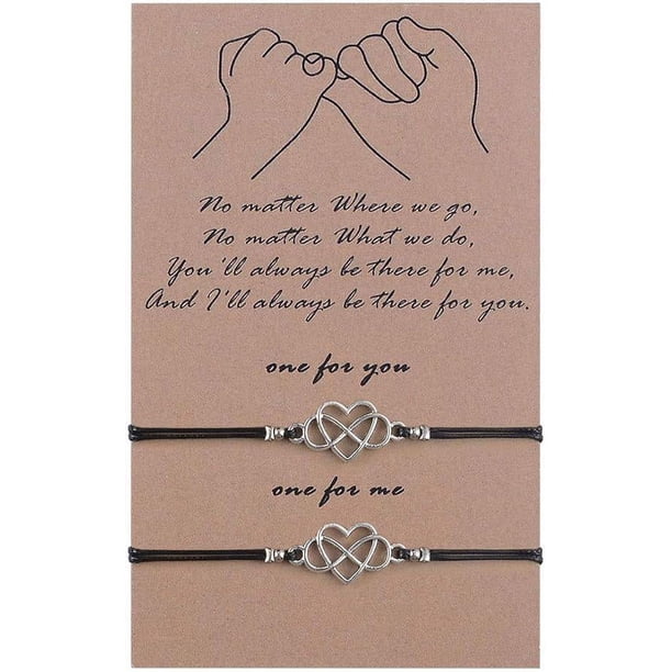 2 piezas de pulseras de infinito con corazón de promesa meñique a distancia a juego para mujeres, adolescentes, niñas, niños, mejores amigas, madres, hijas, novios, parejas, novias, regalo de amistad