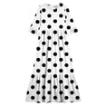 thumbnail image 4 of LJEFF Girls Dress with Pocket, 3/4 sleeves Wave Point Crew Neck Flowy Tiered Skirt Casual Dresses for Kids Black Size 6 Years, 4 of 7