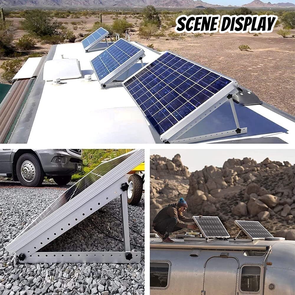 Ablink 22inch Adjustable Solar Panel Tilt Mount Brackets with Foldable Tilt Legs, Ideal for 100 - 150 Watt Solar Panel on Roof, RV, Boat, and Off-Grid (1 Set)