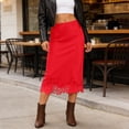 thumbnail image 2 of TIANZEN Elegant Satin Skirt With Lace Trim Detail Flowy Midi Length For Party And Evening Wear Metallic Skirts for Women, 2 of 4