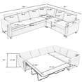 thumbnail image 7 of Convertible Sectional Sleeper Sofa with Pull Out Bed, 104" Large L-shaped Sofa Couch with Rolled Arm and Rivet, 2 in 1 Pull Out Couch Bed, Modular Sectional Couch for Living Room, Beige, 7 of 7
