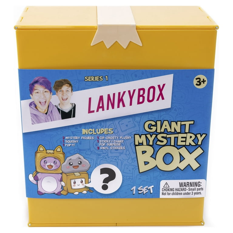 Lankybox Big Boxy Mystery Box, Yellow Surprise Box with Plush