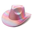 thumbnail image 2 of OJSFQUFP Western Hat Glitter Cowboy Hat for Women Men Party Hat Carnival Fancy Dress Retro Glitter Hat Soft Fabric Lightweight Foldable Elegant Cowboy Hat Costume Accessory, 2 of 7
