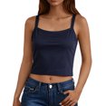 thumbnail image 2 of Fgnfyis Built In Bra Tank Tops For Women Slim Fit Cropped Sleeveless Camisole Stretchy Summer Fashion Womens Tops Navy XL, 2 of 6