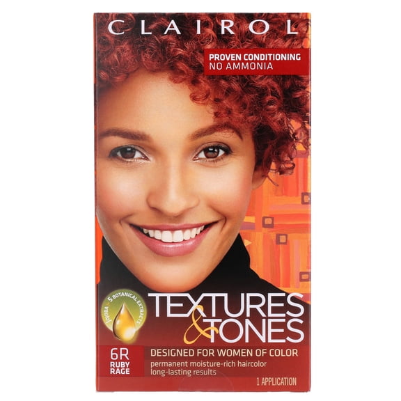 Clairol Textures & Tones Hair Dye Ammonia-Free Permanent Hair Color, 6R Ruby Rage
