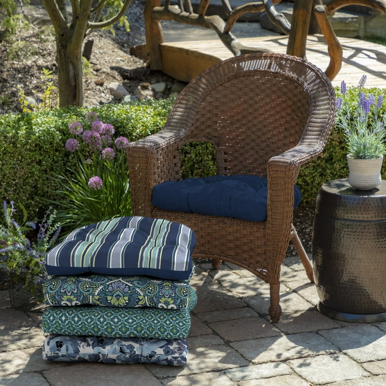 Kensington Garden 2pc 21x21 Solid Outdoor Seat and Back Cushion Set Navy