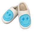 thumbnail image 4 of PacificPlex Womens Preppy Smile Slippers Retro Plush Slip-on Happy Face (7-7.5, Blue-Lightning-Bolt), 4 of 6