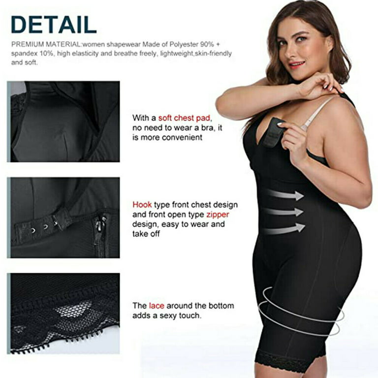 Lilvigor Women Tummy Control Bodysuit Full Body Shaper Fajas Colombianas  Butt Lifter Open Bust Zipper Shapewear Plus Size 
