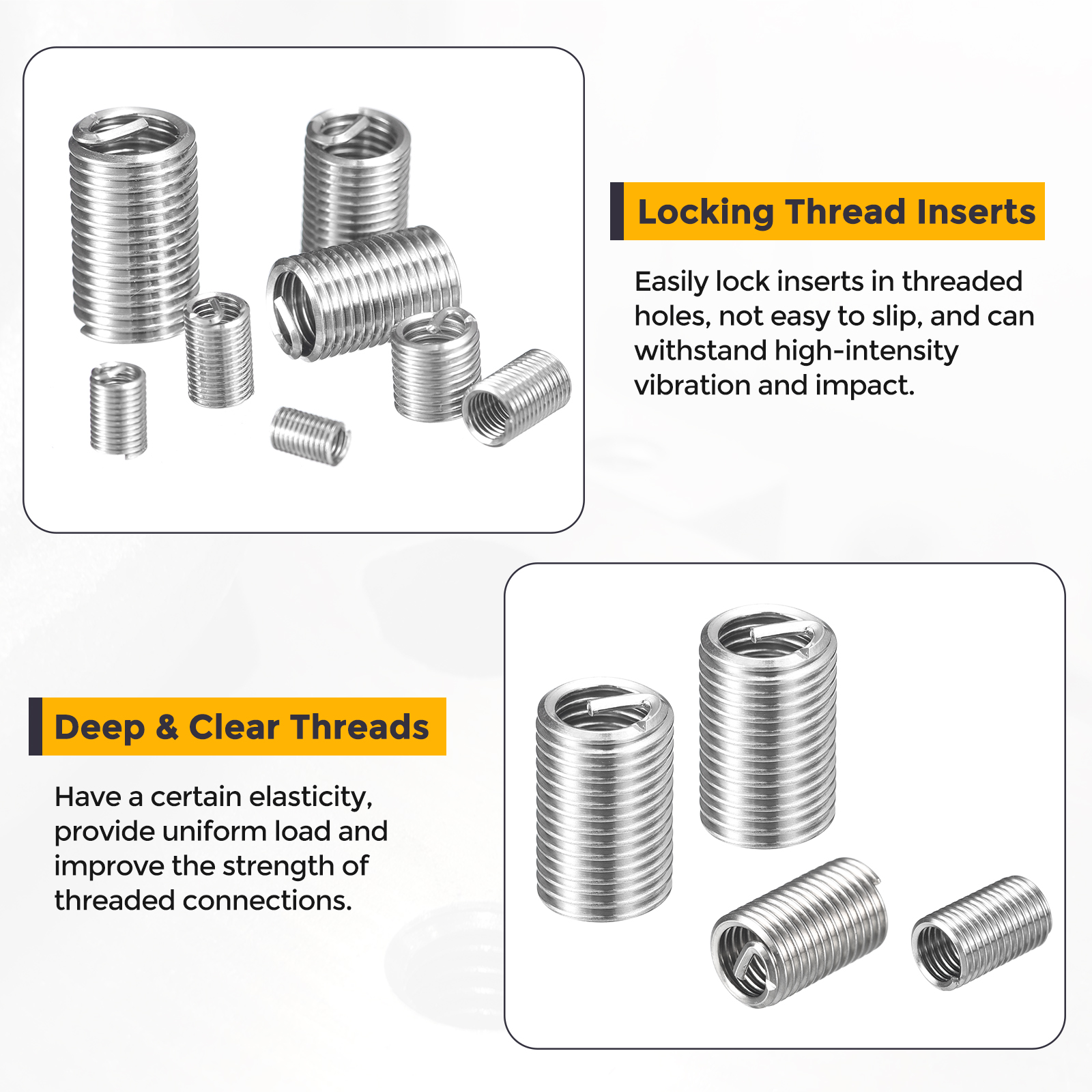 Uxcell 10pcs Wire Thread Inserts M18 x 2.5 x 3D Metric Helical Threaded Sleeve