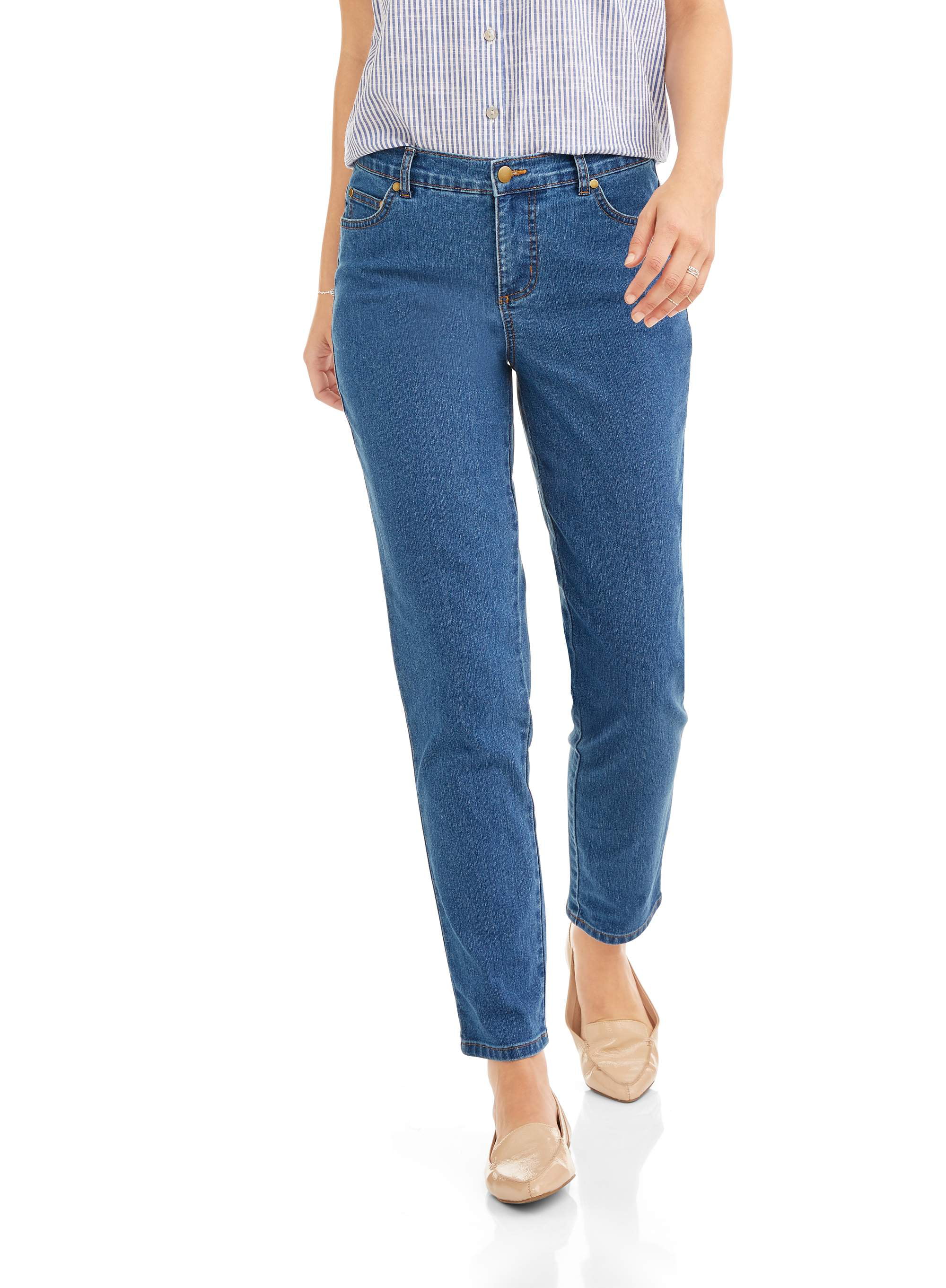 Women's Stretch Denim 5-Pocket Jeans with Back Elastic - Walmart.com