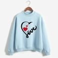 thumbnail image 5 of Baqcunre Crewneck Sweatshirts Printing Sweatshirt Top Long Sleeved Sweatshirt Casual Blouse Temperament Pullover Top (Blue S-2XL), Womens Sweatshirt Womens Tops Valentine's Day Shirts for Women, 5 of 6