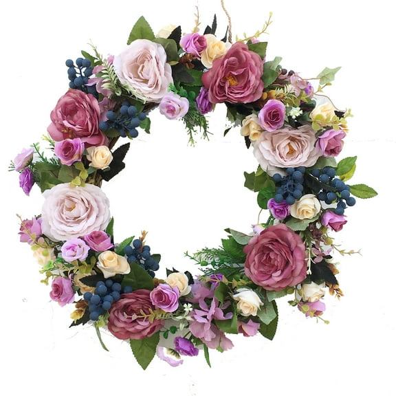 Simulated rose wreath, berry wreath, 50cm silk flower wreath, door lintel pendant, wedding decoration