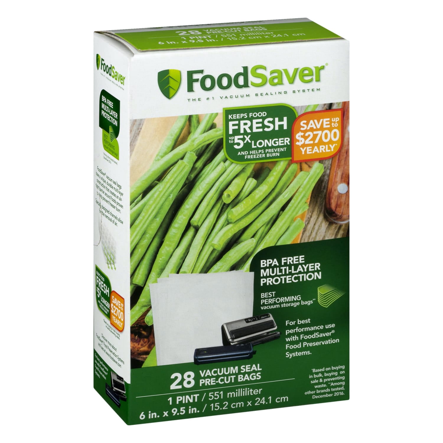 (4 pack) FoodSaver Pint-Size Vacuum-Seal Bags, 28 Count