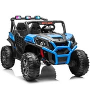 Joyracer 4WD 24 V Ride on Toys UTV with 2 XL Seaters, 4*200W Motor Kid Electric Power Car Wheels with Remote Control, LED Lights, Spring Suspension, 3 Speeds, Bluetooth Music, Blue