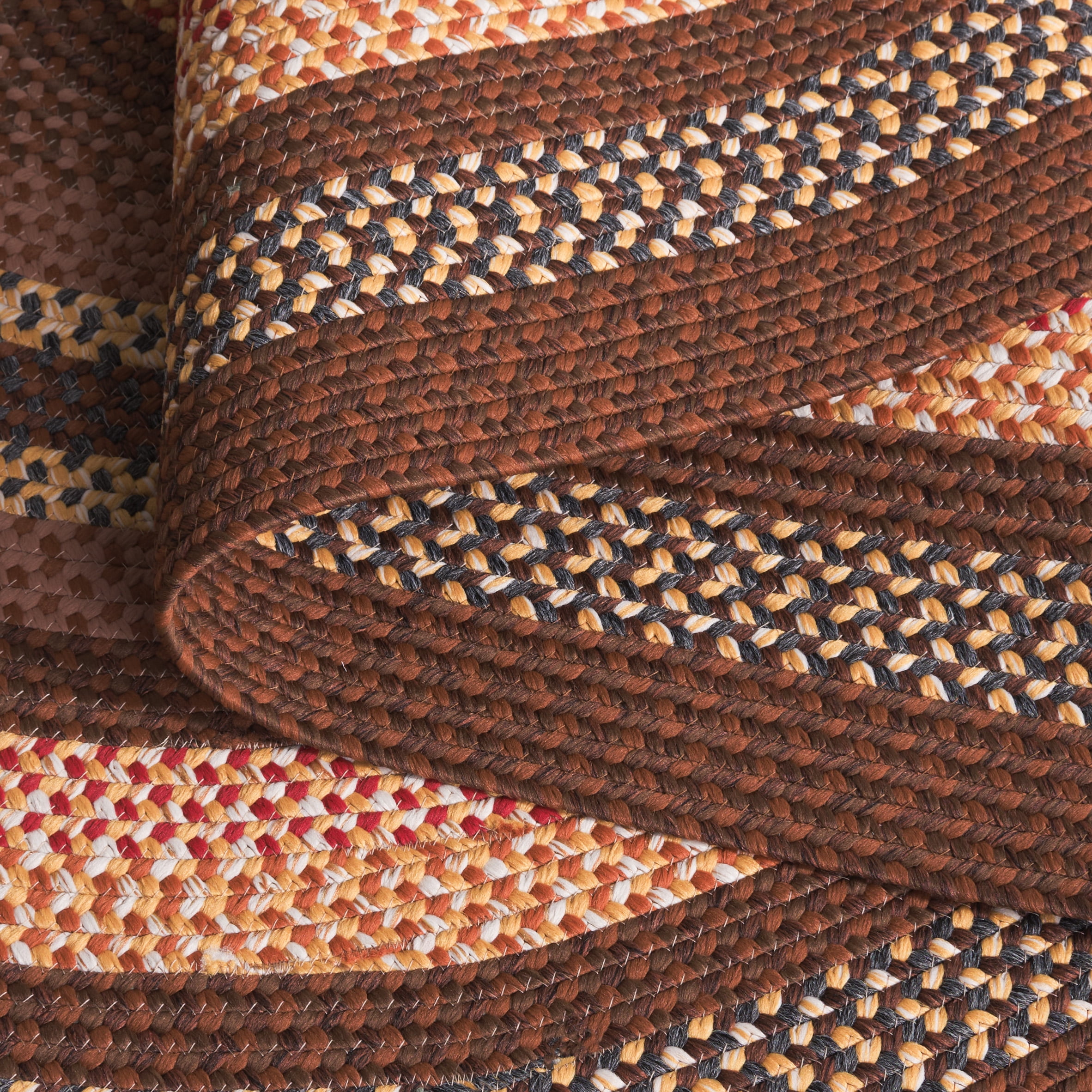 Safavieh Braided Angel Bordered Machine Washable Reversible Area Rug, Brown/Light Brown, 6' x 9' Oval