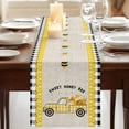 thumbnail image 3 of Table Runners 36 Inches Long Dress Scarves, Yellow Truck Farmhouse Kitchen/Dining Table Runner, Short Coffee Tablerunners, Spring Bees Honey Daisy Black Buffalo Plaid 13x36 Inch, 3 of 9