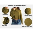 thumbnail image 4 of Rosvigor Womens Cropped Sweaters Oversized Knitted Warm Pullover Side Split Jumpers, 4 of 6