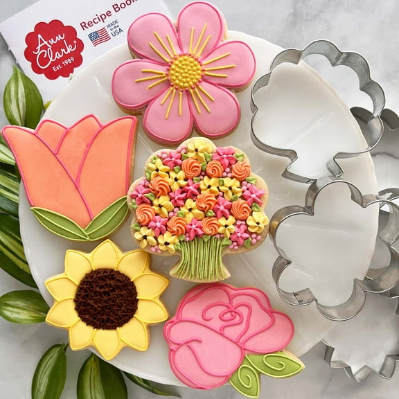 Mothers's Day Spring & Summer Flowers Cookie Cutters, 5-Piece Set, Made in USA by Ann Clark