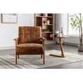 thumbnail image 2 of Mid-Century Modern Accent Lounge Chair, Linen Office Reception Chair Wooden Arm Chair, Vintage Tufted Tan Chair Upholstered Retro Sofa Side Sitting Chair for Living Room/Bedroom (Microsuede-Coffee), 2 of 9