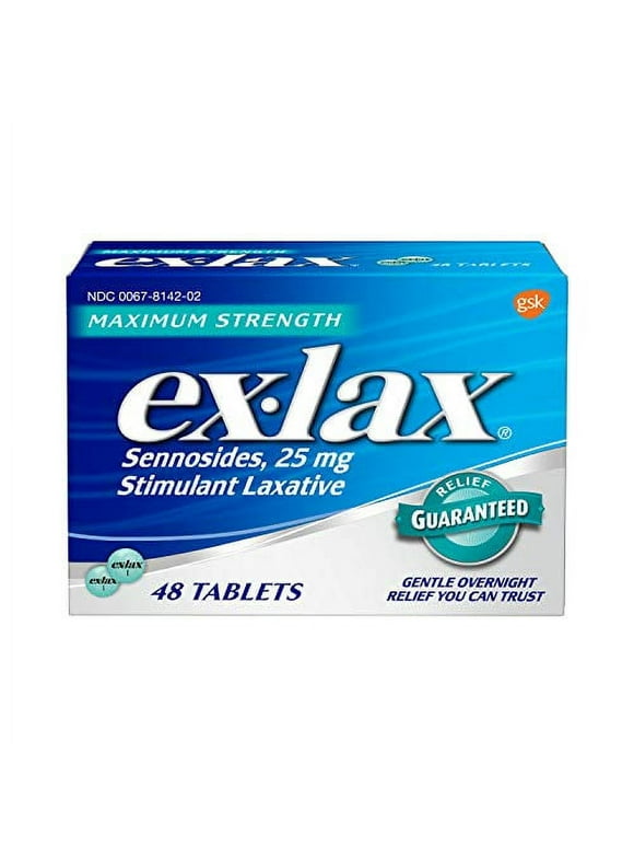 ex-lax Maximum Strength Stimulant Laxative Constipation Relief Pills for Occasional Constipation, Gentle Laxatives - 48 Count