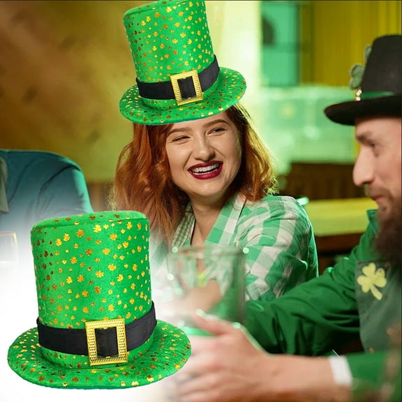 Spring Savings Egmy1 St Patricks Day Hats With Light St Patrick's Day Green Velvet Top Hat Green St. Patricks Day Party Accessories Green Christmas Tree Topper Hat